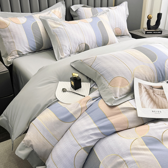 乐蔻家纺 2026新款宽边数码精梳长绒棉纯棉四件套 梅德