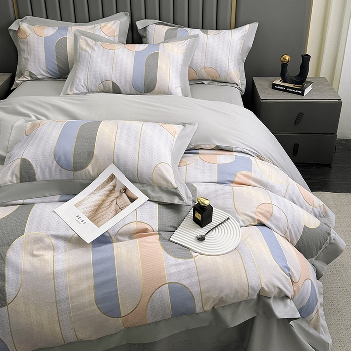 91家纺网 家纺一手货源 找家纺 乐蔻家纺 2026新款宽边数码精梳长绒棉纯棉四件套 梅德