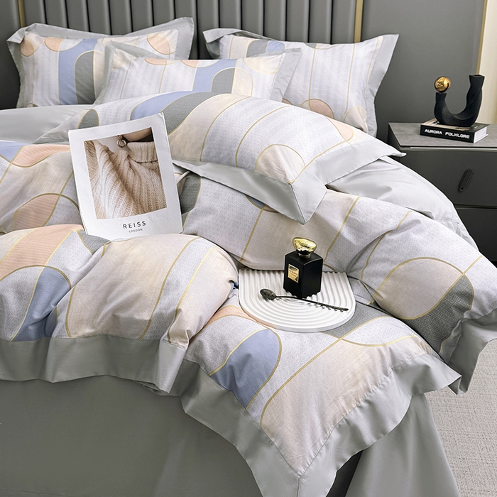 91家纺网 家纺一手货源 找家纺 乐蔻家纺 2026新款宽边数码精梳长绒棉纯棉四件套 梅德