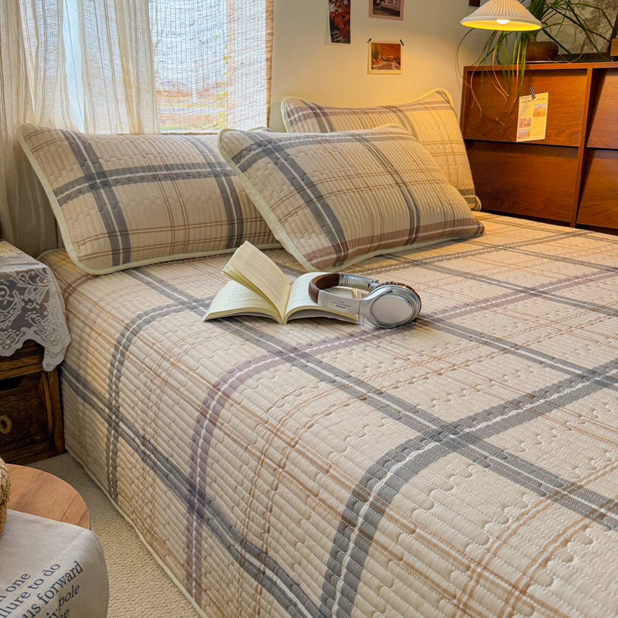 91家纺网 家纺一手货源 找家纺 （总）默忆 2026新款A类小清新四季可用学生宿舍床单  单件全棉炕盖床盖炕毯三件套