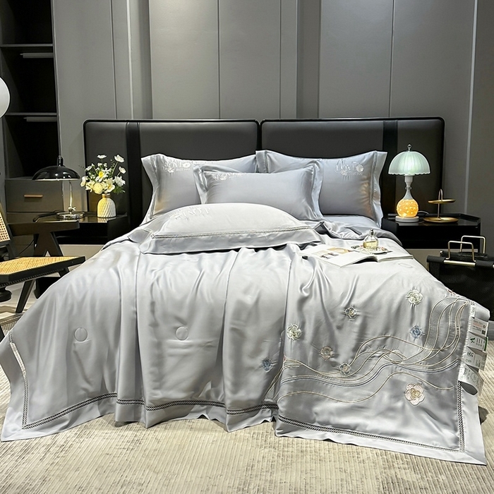 91家纺网 家纺一手货源 找家纺 （总）欧夏家纺 2026新款兰精天丝刺绣镂空夏被空调被夏凉被薄被子-泊莱丽