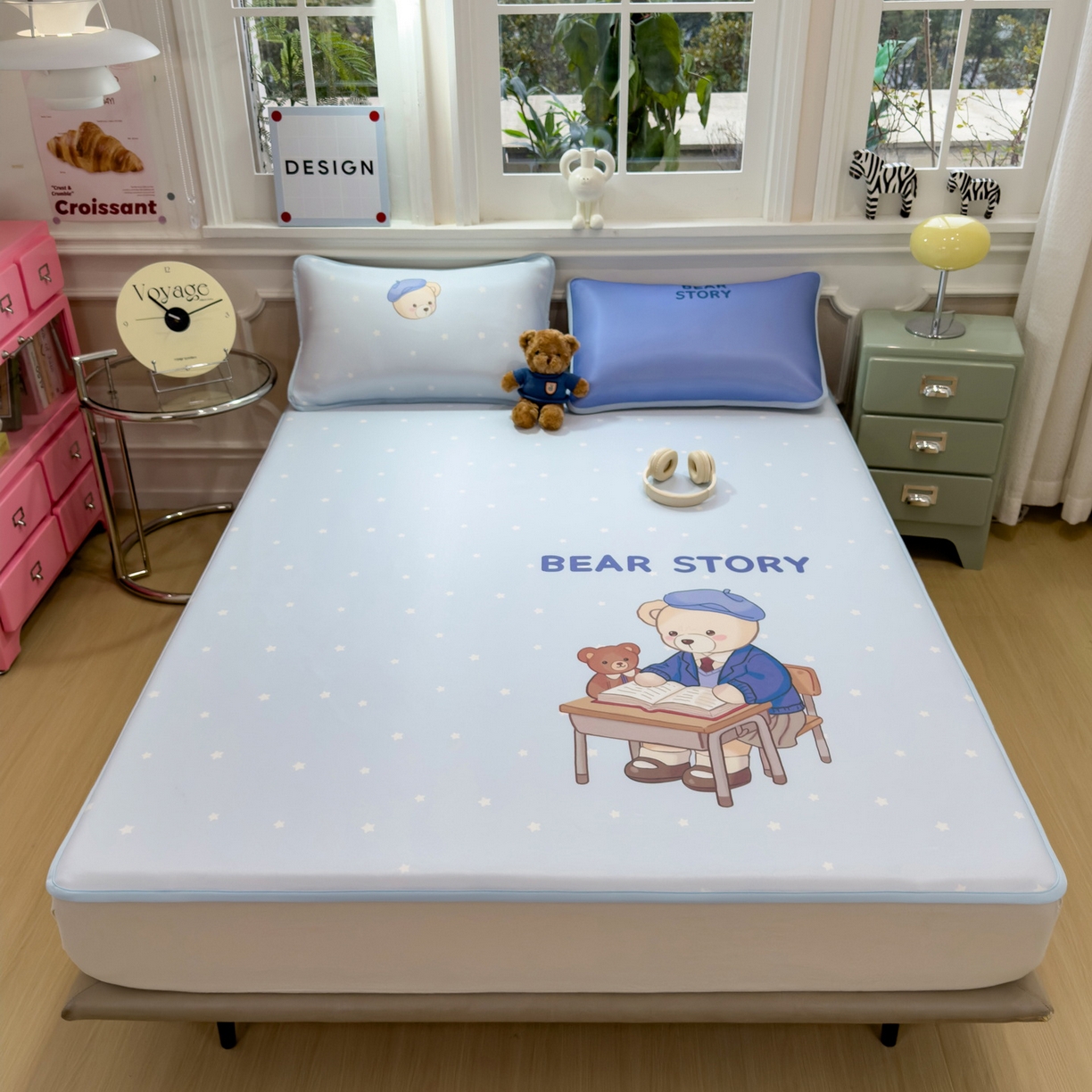 91家纺网 家纺一手货源 找家纺 （总）丝羽坊 2026新款ins设计师原创大版小清新卡通冰皮复合软凉席 