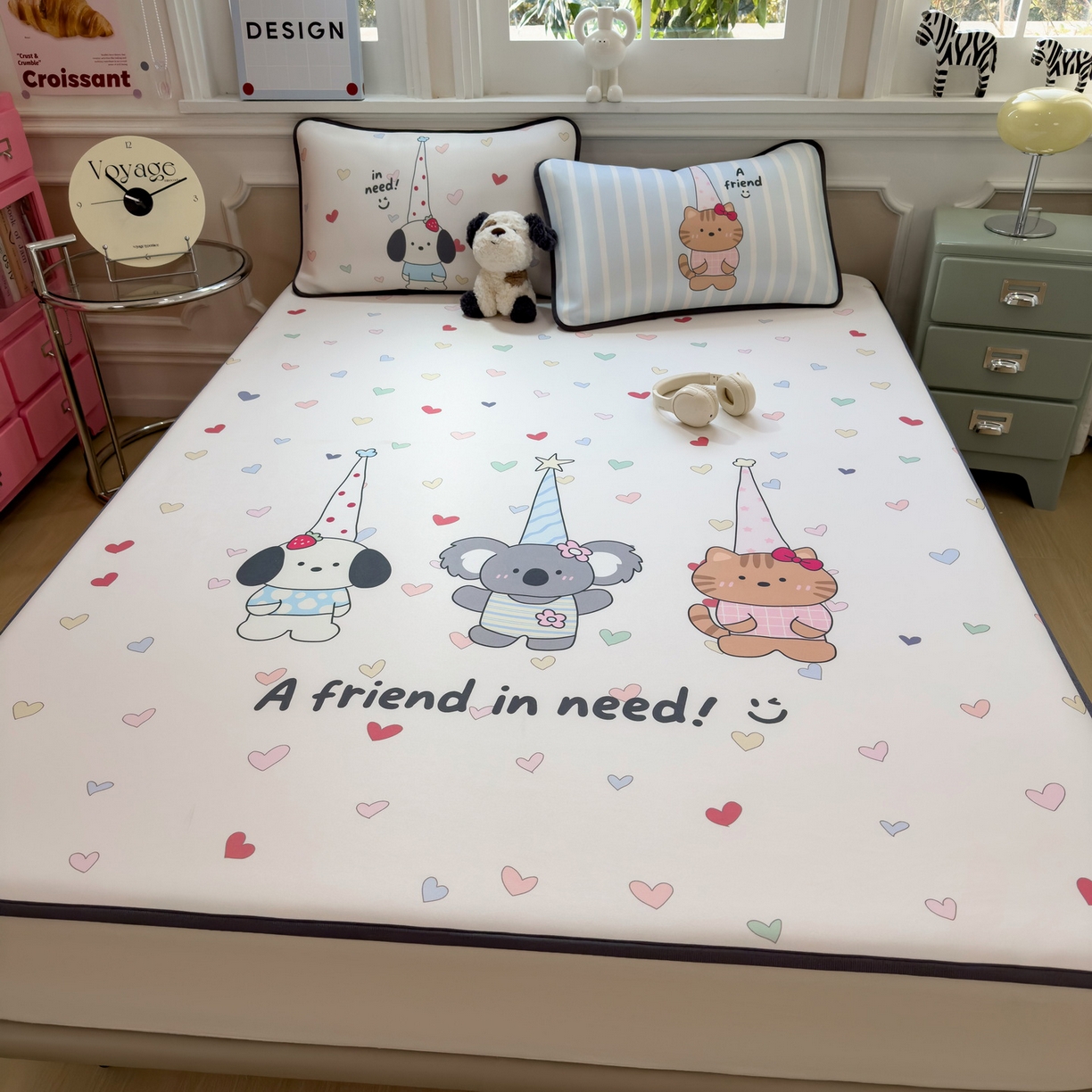 91家纺网 家纺一手货源 找家纺 （总）丝羽坊 2026新款ins设计师原创大版小清新卡通冰皮复合软凉席 