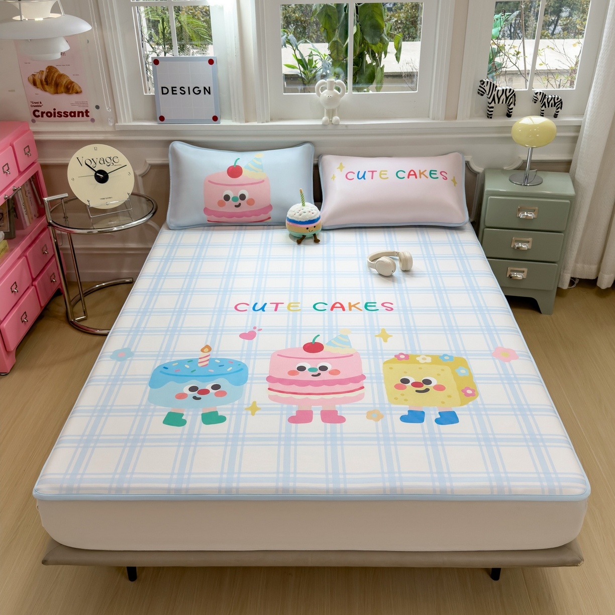 91家纺网 家纺一手货源 找家纺 丝羽坊 2026新款ins设计师原创大版小清新卡通冰皮复合软凉席  甜趣屋-平铺款