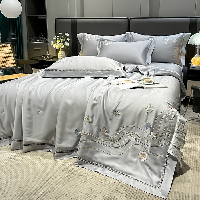 91家纺网 家纺一手货源 找家纺 （总）欧夏家纺 2026新款兰精天丝刺绣镂空夏被空调被夏凉被薄被子-泊莱丽