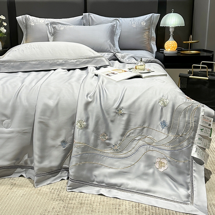 91家纺网 家纺一手货源 找家纺 （总）欧夏家纺 2026新款兰精天丝刺绣镂空夏被空调被夏凉被薄被子-泊莱丽