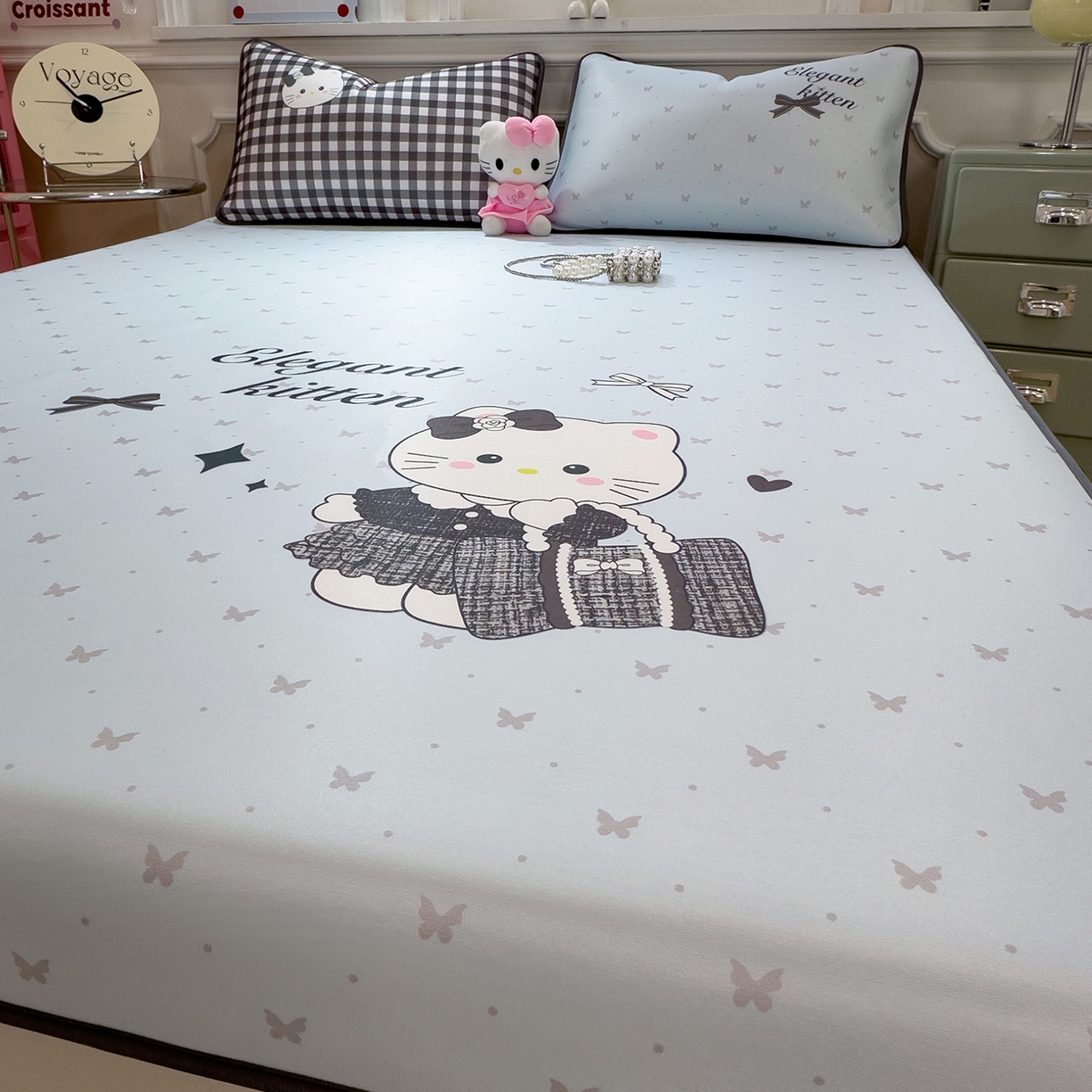 91家纺网 家纺一手货源 找家纺 丝羽坊 2026新款ins设计师原创大版小清新卡通冰皮复合软凉席  香风喵语-平铺款