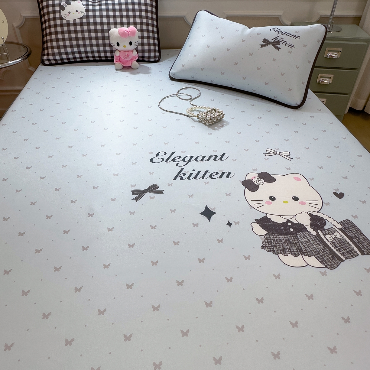 91家纺网 家纺一手货源 找家纺 丝羽坊 2026新款ins设计师原创大版小清新卡通冰皮复合软凉席  香风喵语-平铺款