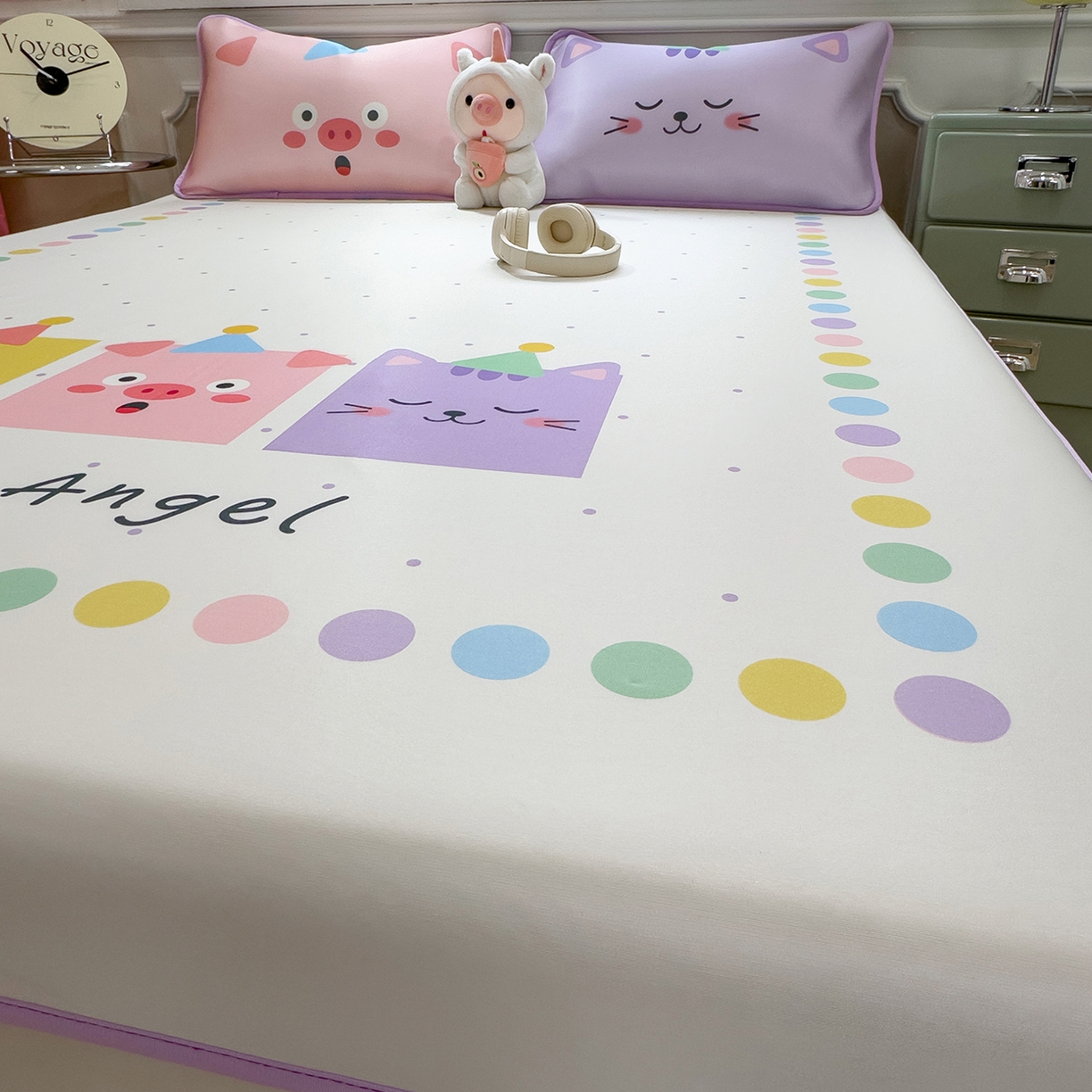 91家纺网 家纺一手货源 找家纺 丝羽坊 2026新款ins设计师原创大版小清新卡通冰皮复合软凉席  幸运派-平铺款