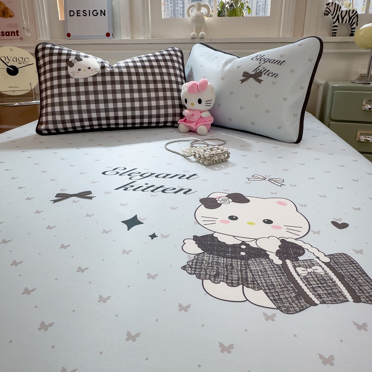 91家纺网 家纺一手货源 找家纺 丝羽坊 2026新款ins设计师原创大版小清新卡通冰皮复合软凉席  香风喵语-平铺款