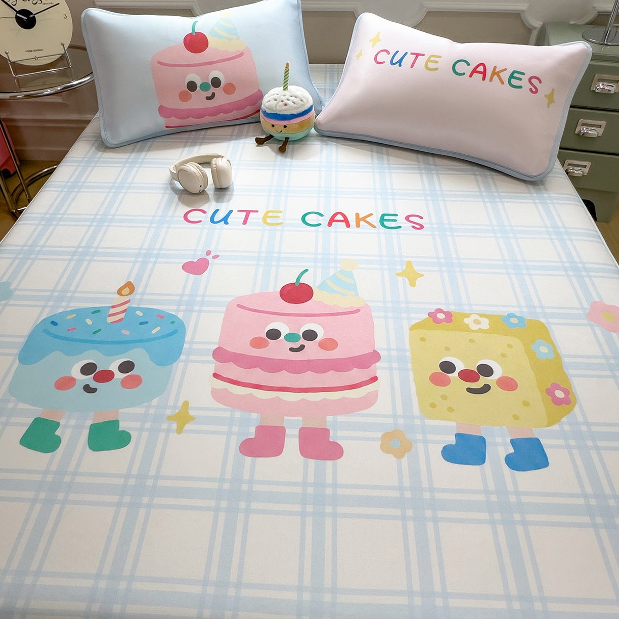 91家纺网 家纺一手货源 找家纺 丝羽坊 2026新款ins设计师原创大版小清新卡通冰皮复合软凉席  甜趣屋-平铺款