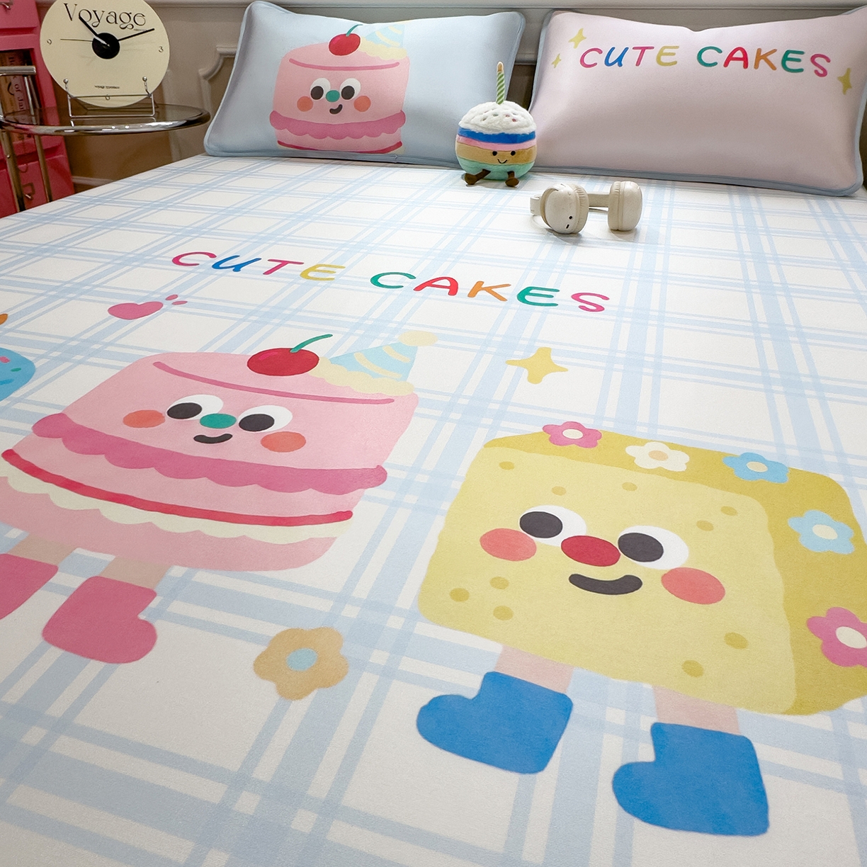 91家纺网 家纺一手货源 找家纺 丝羽坊 2026新款ins设计师原创大版小清新卡通冰皮复合软凉席  甜趣屋-平铺款