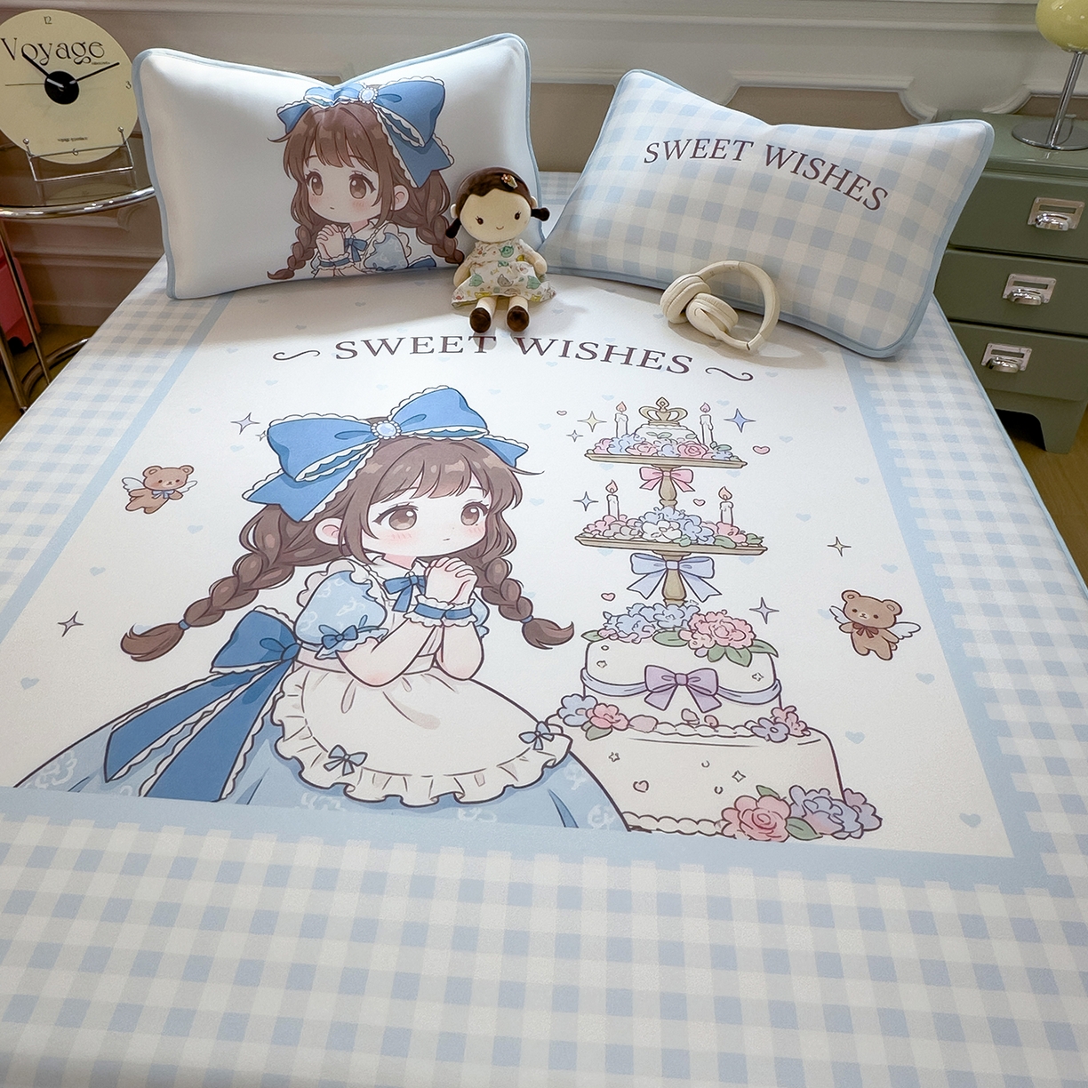 91家纺网 家纺一手货源 找家纺 丝羽坊 2026新款ins设计师原创大版小清新卡通冰皮复合软凉席  甜梦公主-平铺款