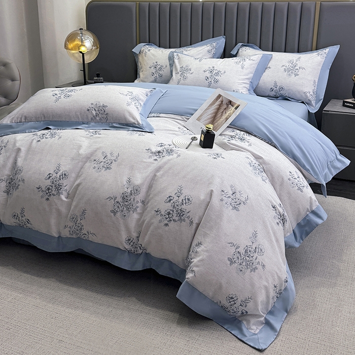 91家纺网 家纺一手货源 找家纺 乐蔻家纺 2026新款宽边数码精梳长绒棉纯棉四件套 舒言 兰