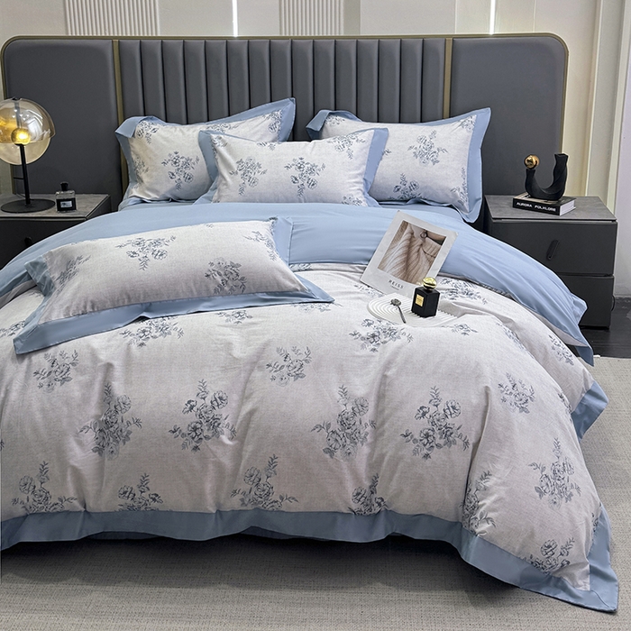 91家纺网 家纺一手货源 找家纺 乐蔻家纺 2026新款宽边数码精梳长绒棉纯棉四件套 舒言 兰