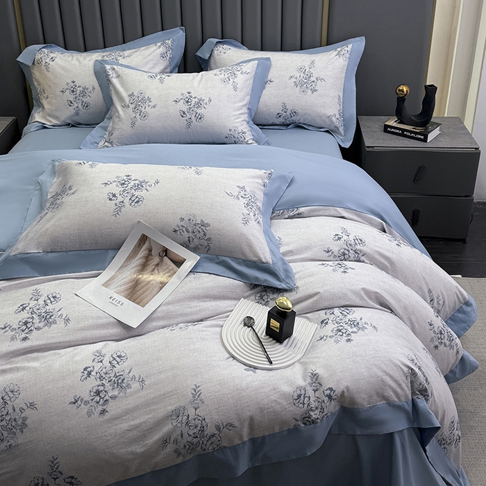 91家纺网 家纺一手货源 找家纺 乐蔻家纺 2026新款宽边数码精梳长绒棉纯棉四件套 舒言 兰