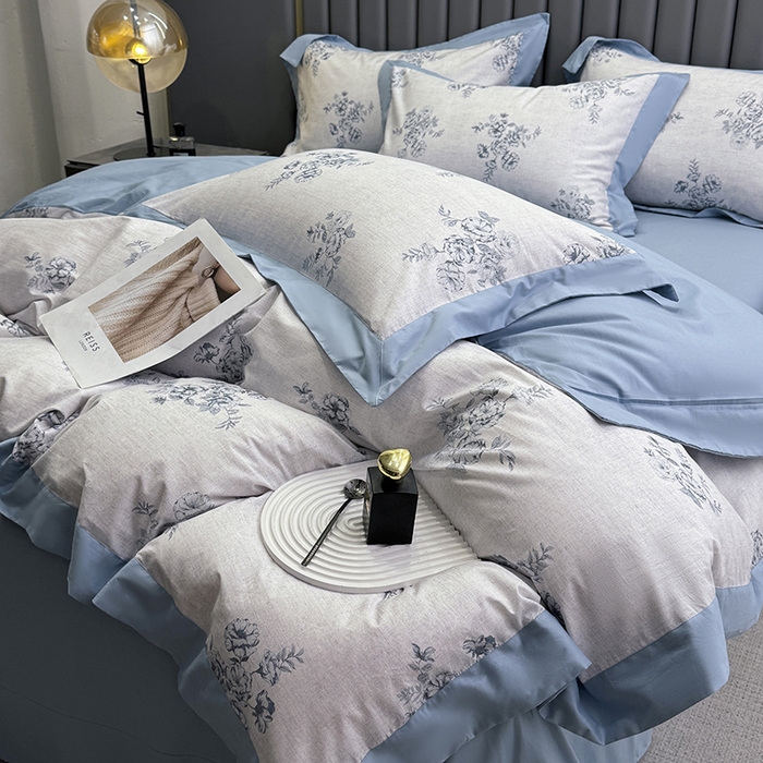 91家纺网 家纺一手货源 找家纺 乐蔻家纺 2026新款宽边数码精梳长绒棉纯棉四件套 舒言 兰