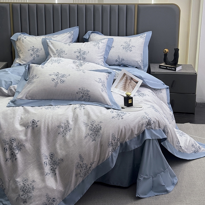 91家纺网 家纺一手货源 找家纺 乐蔻家纺 2026新款宽边数码精梳长绒棉纯棉四件套 舒言 兰