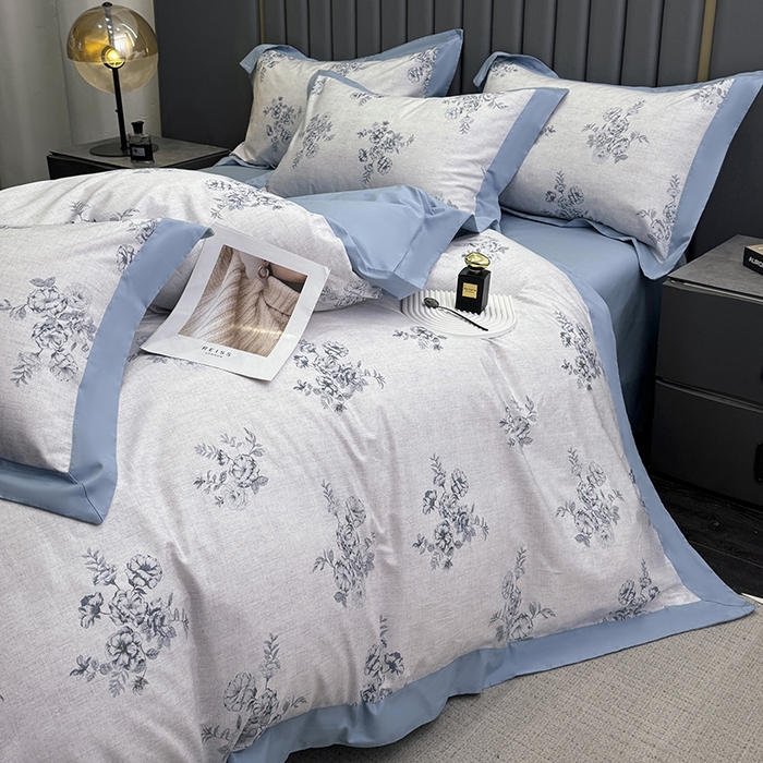 91家纺网 家纺一手货源 找家纺 乐蔻家纺 2026新款宽边数码精梳长绒棉纯棉四件套 舒言 兰