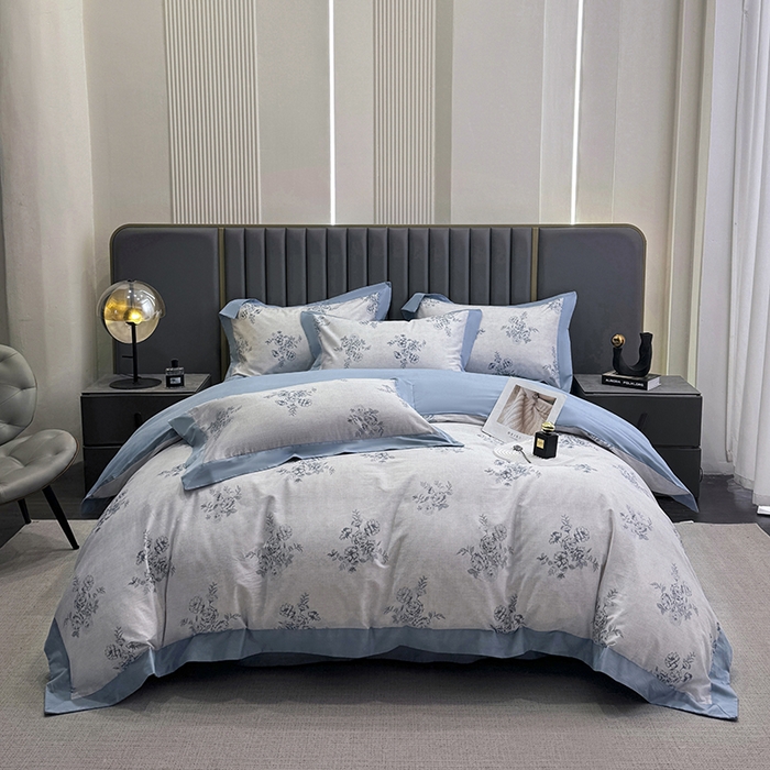 91家纺网 家纺一手货源 找家纺 乐蔻家纺 2026新款宽边数码精梳长绒棉纯棉四件套 舒言 兰