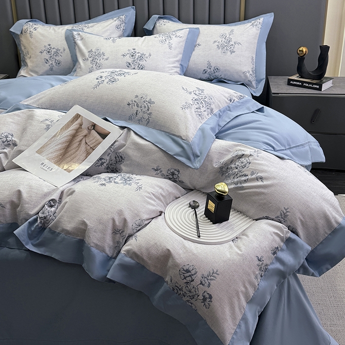 91家纺网 家纺一手货源 找家纺 乐蔻家纺 2026新款宽边数码精梳长绒棉纯棉四件套 舒言 兰