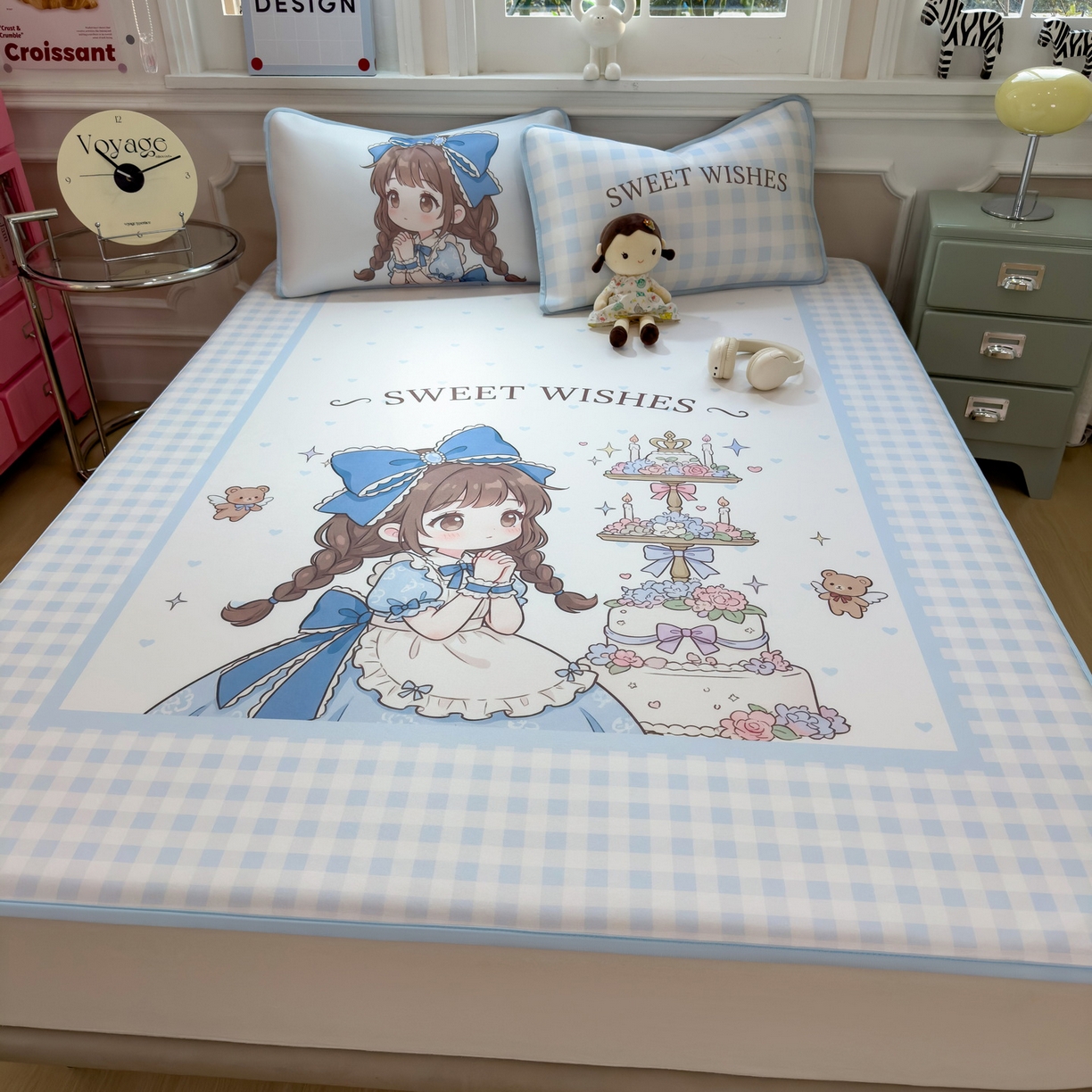 丝羽坊 2026新款ins设计师原创大版小清新卡通冰皮复合软凉席 甜梦公主-平铺款