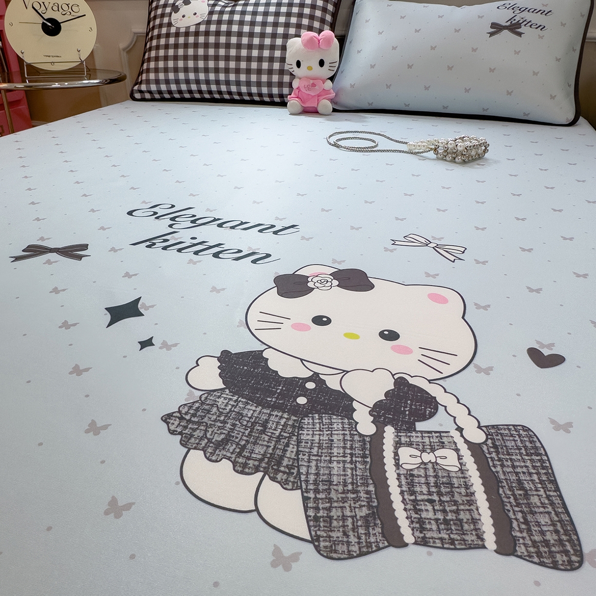 91家纺网 家纺一手货源 找家纺 丝羽坊 2026新款ins设计师原创大版小清新卡通冰皮复合软凉席  香风喵语-平铺款