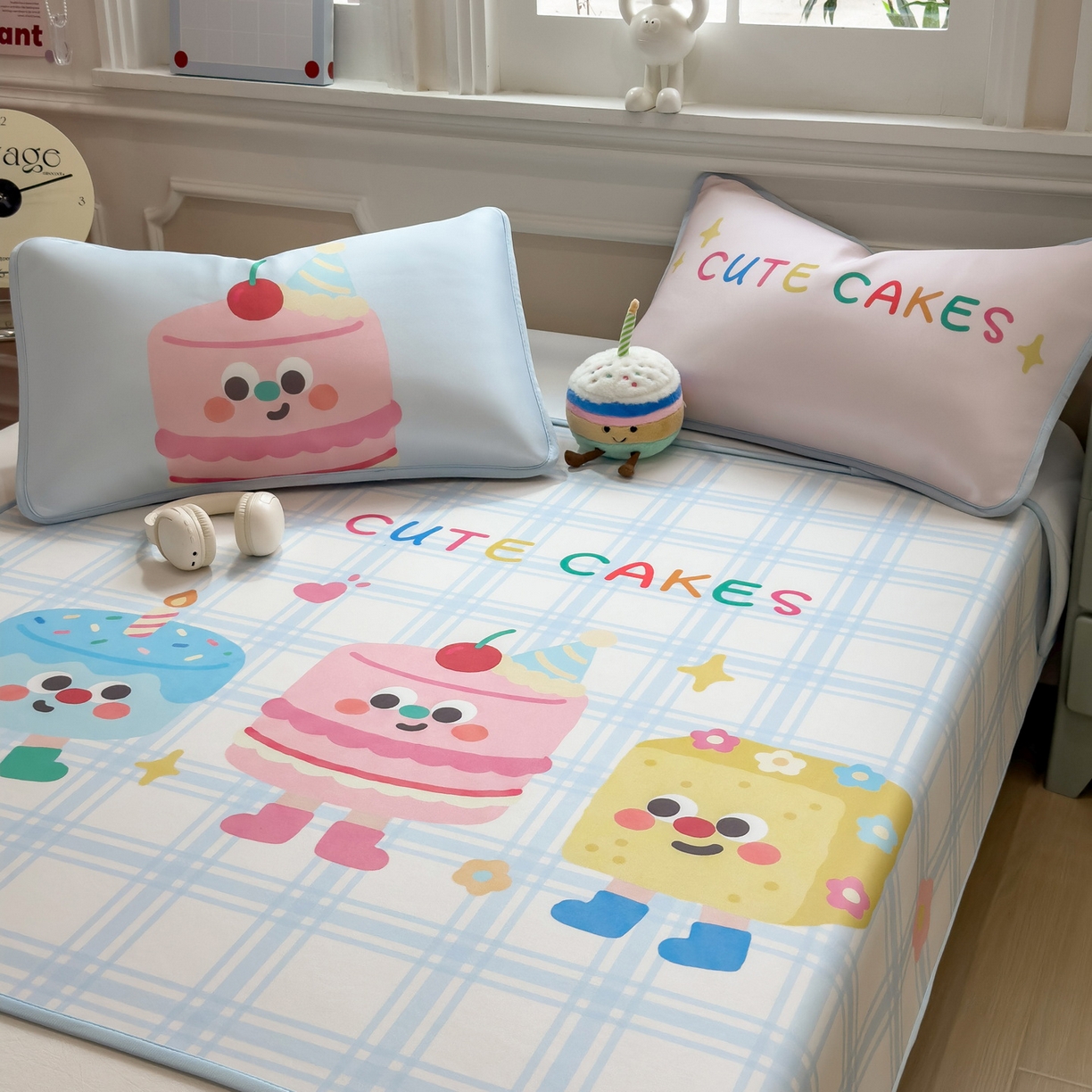 91家纺网 家纺一手货源 找家纺 丝羽坊 2026新款ins设计师原创大版小清新卡通冰皮复合软凉席  甜趣屋-平铺款