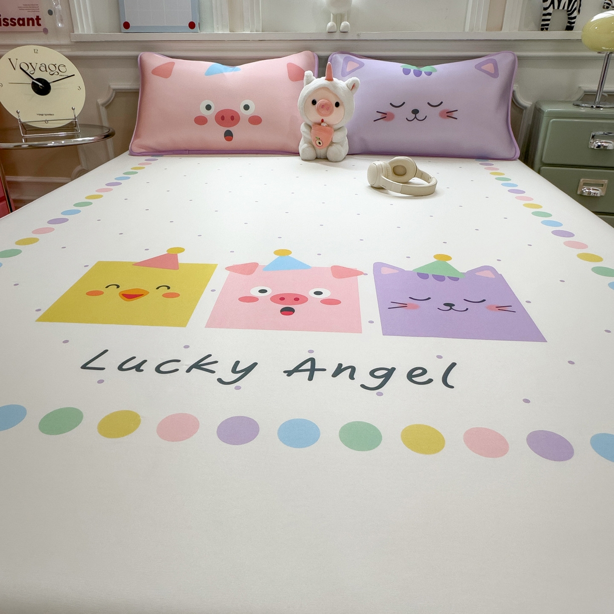 91家纺网 家纺一手货源 找家纺 丝羽坊 2026新款ins设计师原创大版小清新卡通冰皮复合软凉席  幸运派-平铺款