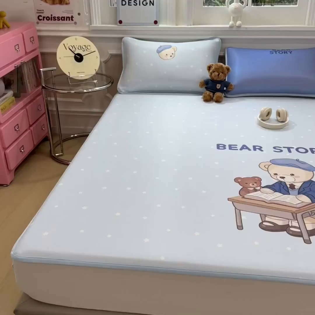 91家纺网 家纺一手货源 找家纺 （总）丝羽坊 2026新款ins设计师原创大版小清新卡通冰皮复合软凉席 