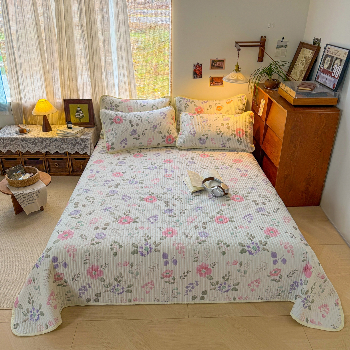 91家纺网 家纺一手货源 找家纺 （总）默忆 2026新款A类小清新四季可用学生宿舍床单  单件全棉炕盖床盖炕毯三件套