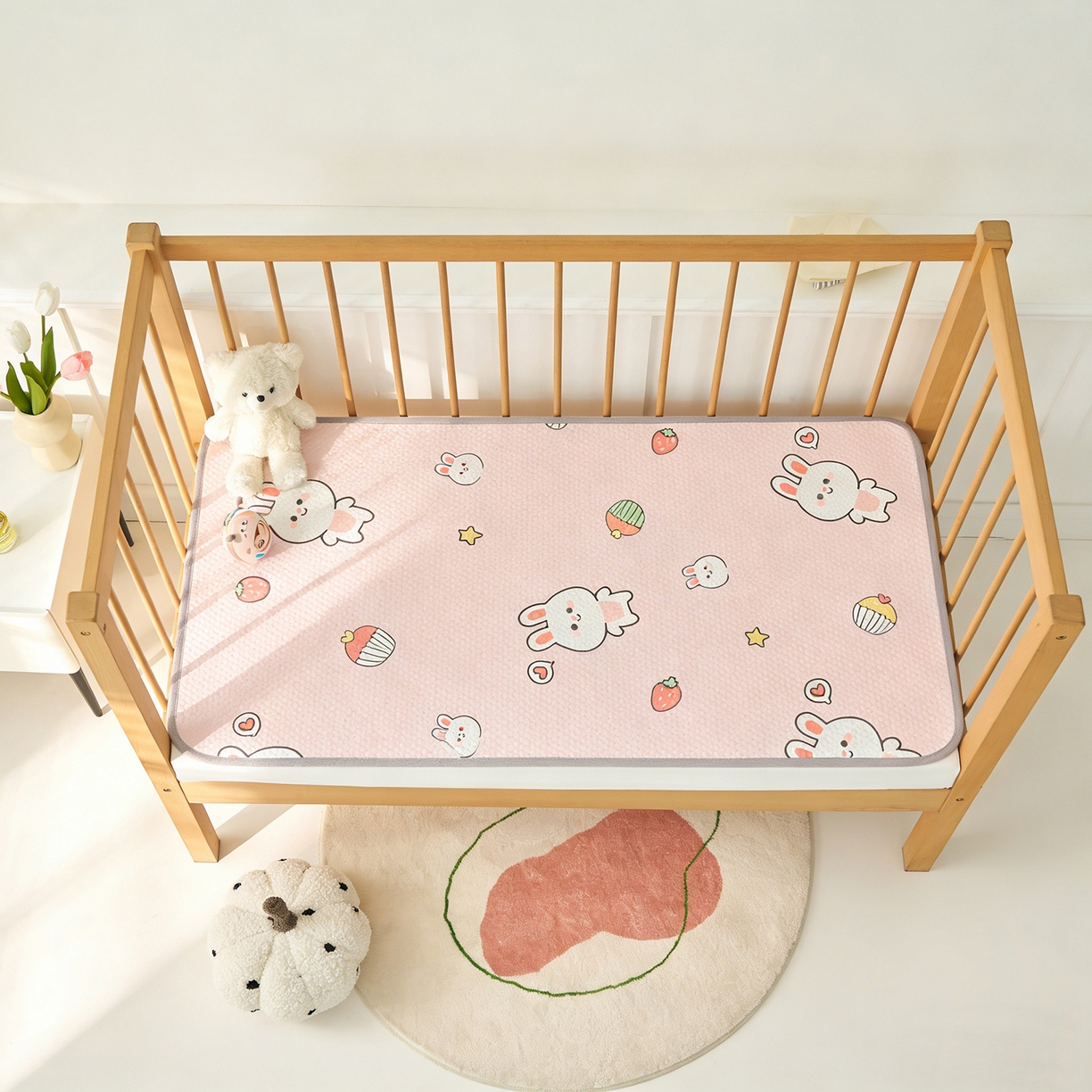 91家纺网 家纺一手货源 找家纺 （总）家品罗兰 2026新款A类母婴级卡通婴儿凉感冰豆豆凉席儿童新生小宝宝床幼儿园床拼接床冰丝席床单垫可机洗夏空调席