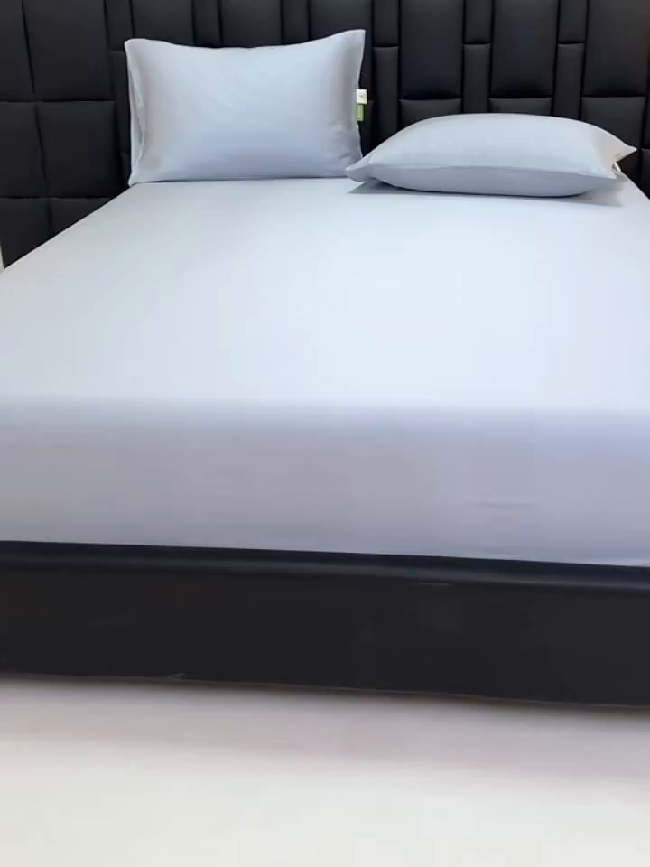 91家纺网 家纺一手货源 找家纺 眠博士 2026新款60S天丝莱赛尔纯色床笠-场景一 60S天丝床笠-黄昏蓝