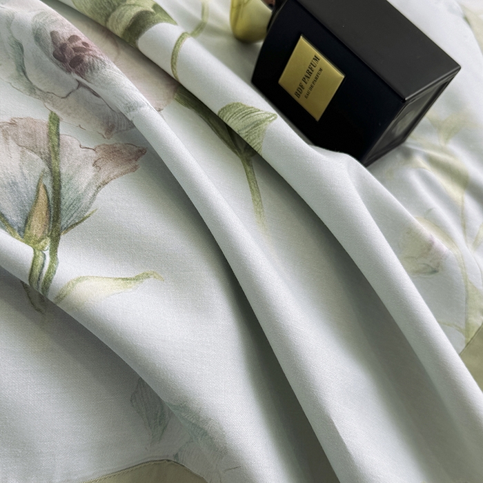 91家纺网 家纺一手货源 找家纺 乐蔻家纺 2026新款宽边数码精梳长绒棉纯棉四件套 雅曼妮 绿