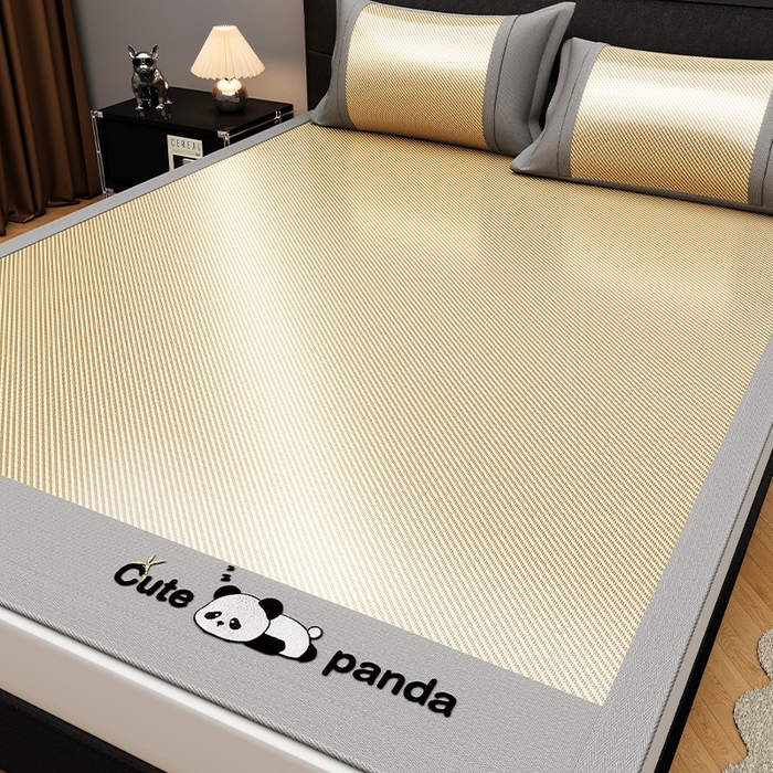 雅诗帛 2026新款轻柔丝凉席冰丝席三件套竹席席藤席草席凉感席空调席PE席学生宿舍 柠檬黄-床席