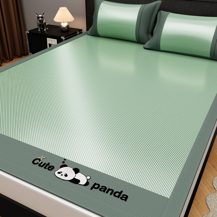 雅诗帛 2026新款轻柔丝凉席冰丝席三件套竹席席藤席草席凉感席空调席PE席学生宿舍 苹果绿-床席