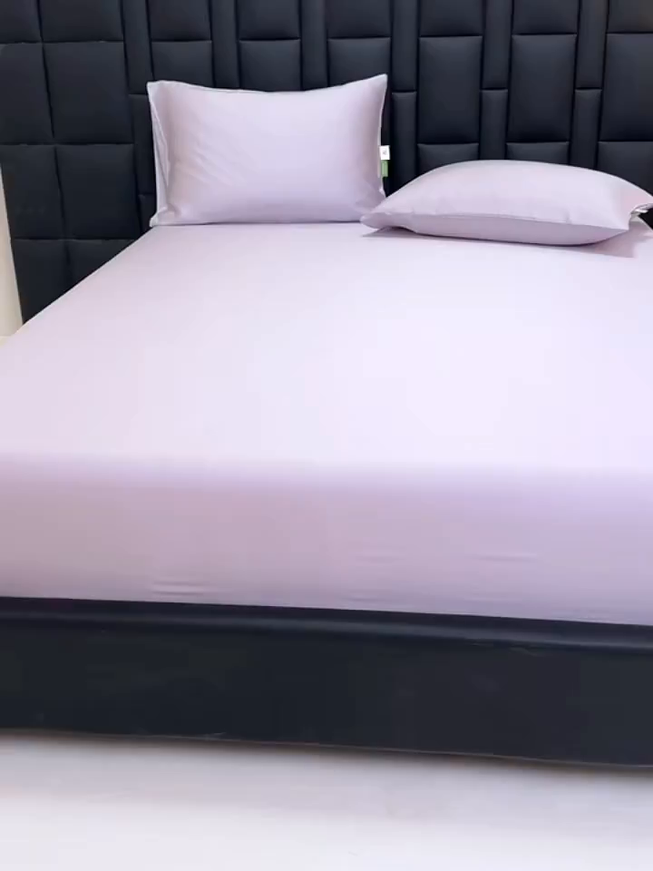 91家纺网 家纺一手货源 找家纺 眠博士 2026新款60S天丝莱赛尔纯色床笠-场景一 60S天丝床笠-迷香紫