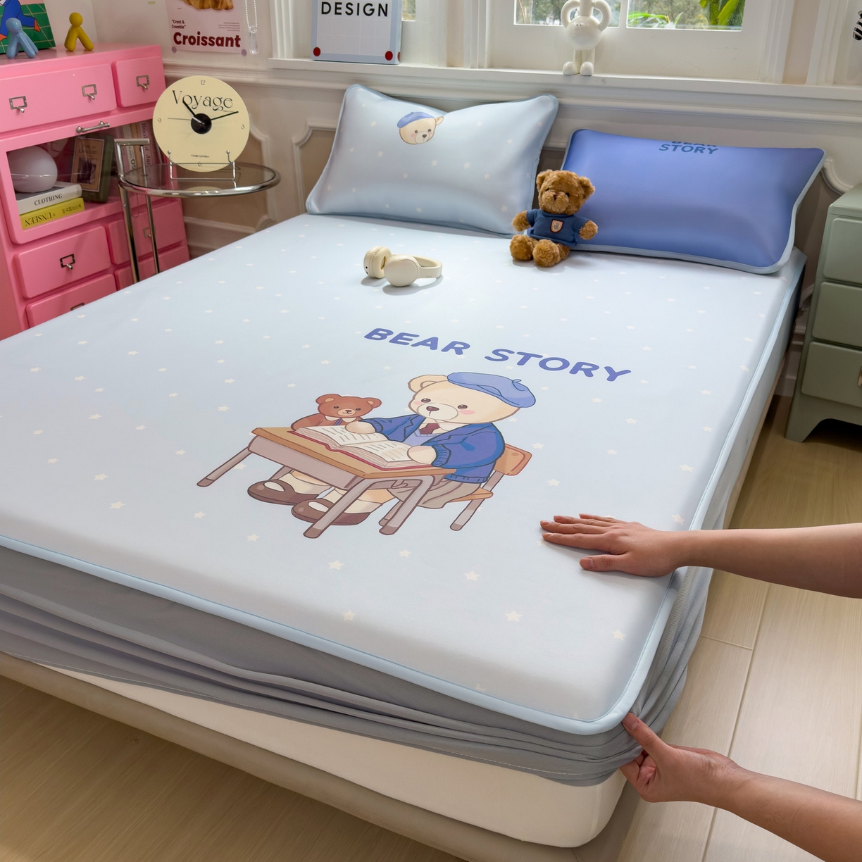 91家纺网 家纺一手货源 找家纺 （总）丝羽坊 2026新款ins设计师原创大版小清新卡通冰皮复合软凉席 