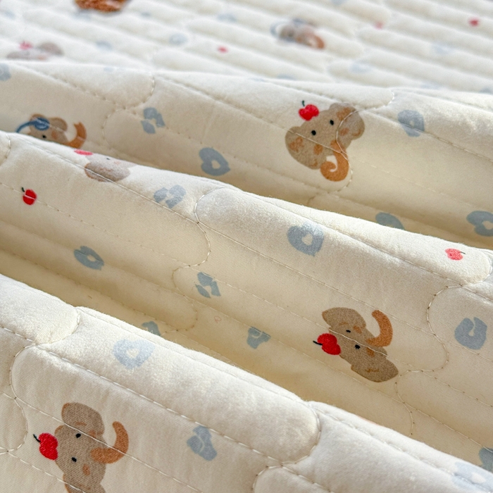 91家纺网 家纺一手货源 找家纺 赛丽雅 2026春夏新款毛巾绣床盖三件套 开心狗