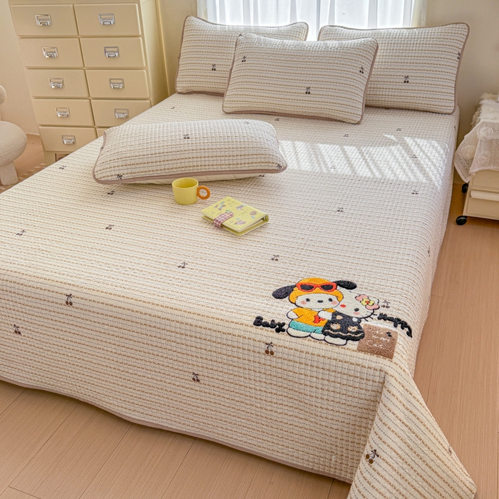 91家纺网 家纺一手货源 找家纺 赛丽雅 2026春夏新款毛巾绣床盖三件套 好朋友