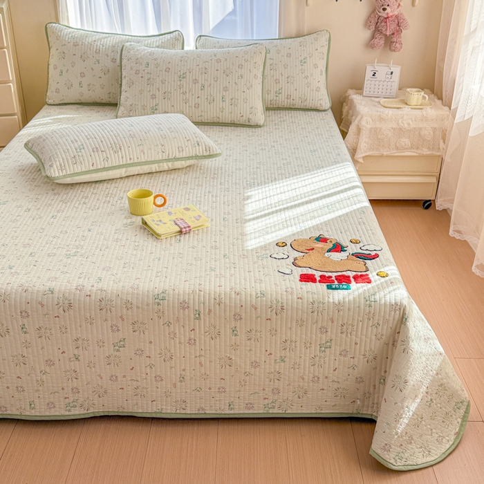 91家纺网 家纺一手货源 找家纺 赛丽雅 2026春夏新款毛巾绣床盖三件套 马上有钱