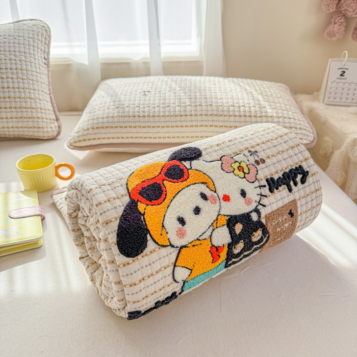 91家纺网 家纺一手货源 找家纺 赛丽雅 2026春夏新款毛巾绣床盖三件套 好朋友