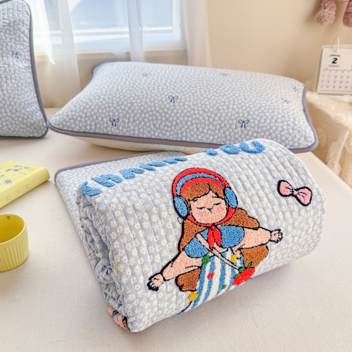 91家纺网 家纺一手货源 找家纺 赛丽雅 2026春夏新款毛巾绣床盖三件套 音乐家