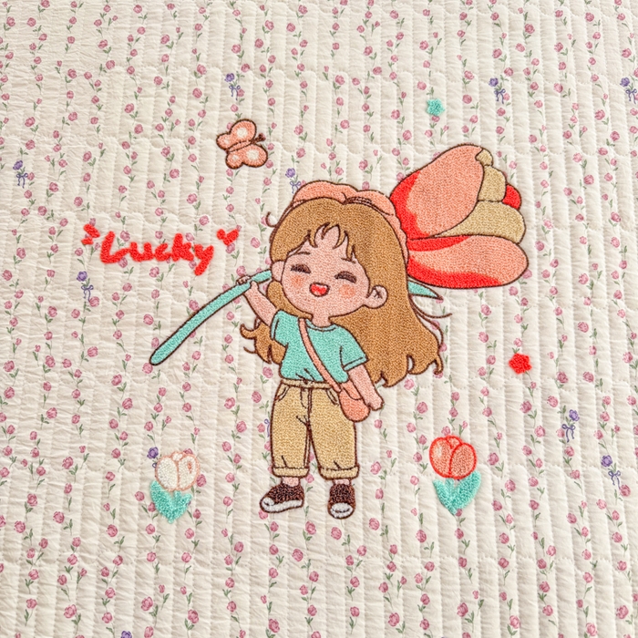 91家纺网 家纺一手货源 找家纺 赛丽雅 2026春夏新款毛巾绣床盖三件套 花朵姑娘