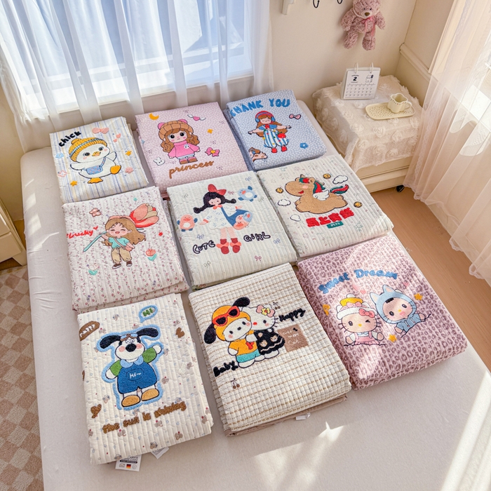 91家纺网 家纺一手货源 找家纺 赛丽雅 2026春夏新款毛巾绣床盖三件套 组合图仅供展示不可下单