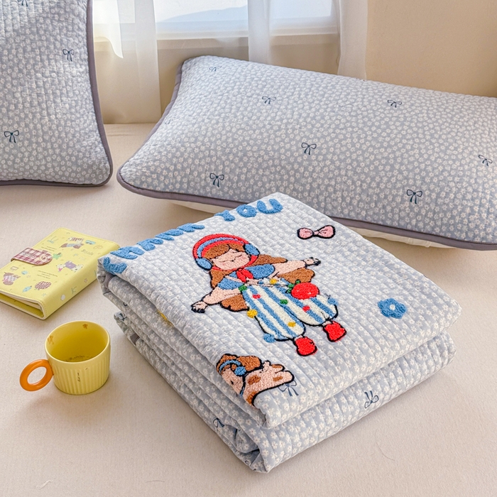 91家纺网 家纺一手货源 找家纺 赛丽雅 2026春夏新款毛巾绣床盖三件套 音乐家