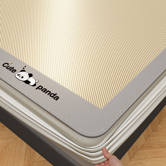 雅诗帛 2026新款轻柔丝凉席冰丝席三件套竹席席藤席草席凉感席空调席PE席学生宿舍 柠檬黄-床笠