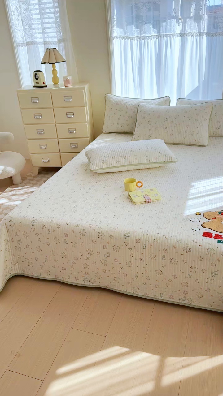 91家纺网 家纺一手货源 找家纺 赛丽雅 2026春夏新款毛巾绣床盖三件套 马上有钱