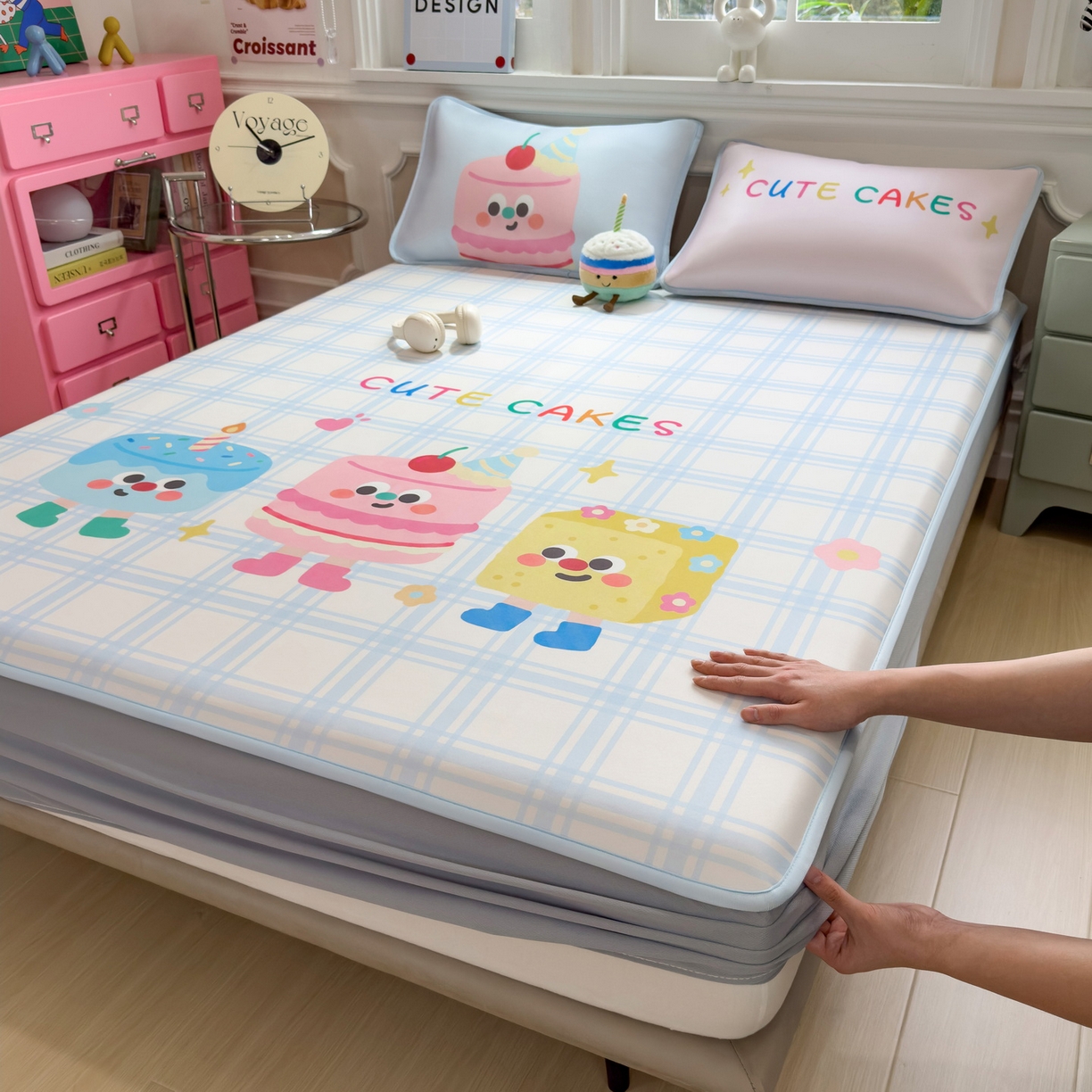 91家纺网 家纺一手货源 找家纺 （总）丝羽坊 2026新款ins设计师原创大版小清新卡通冰皮复合软凉席 