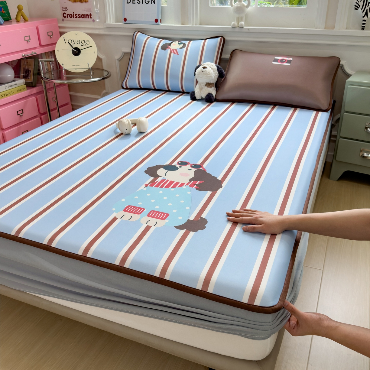 91家纺网 家纺一手货源 找家纺 （总）丝羽坊 2026新款ins设计师原创大版小清新卡通冰皮复合软凉席 